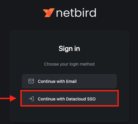 Ventana de acceso SSO con el boton Datacloud SSO
